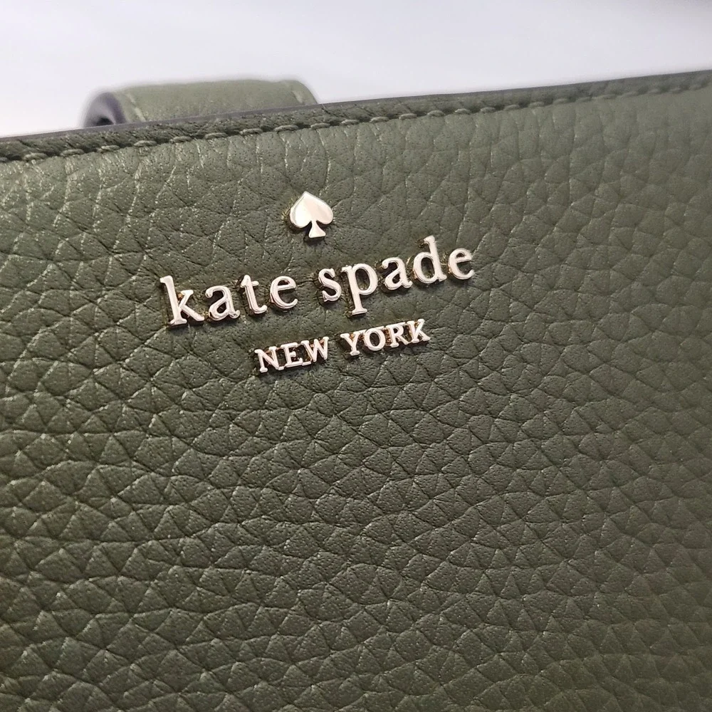 New $199 Kate Spade Lena Medium Compact Bifold Wallet Leather Enchanted Green 💚